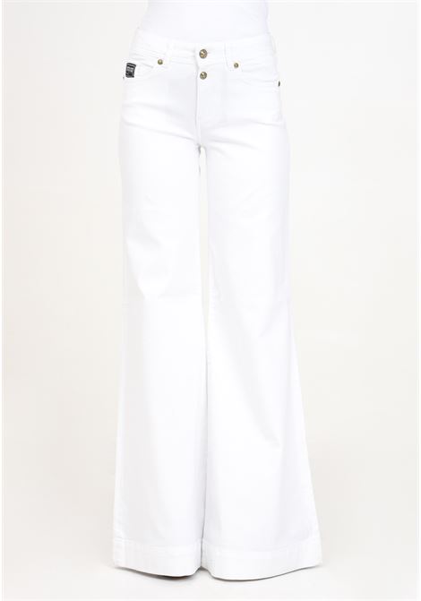 White women's palazzo trousers Slim wide leg star VERSACE JEANS COUTURE | 76HAB561CEW01003